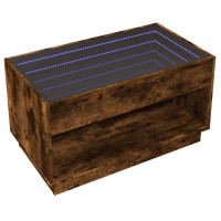 Produktbild för Soffbord med Infinity LEDs rökfärgad ek 90x50x50 cm