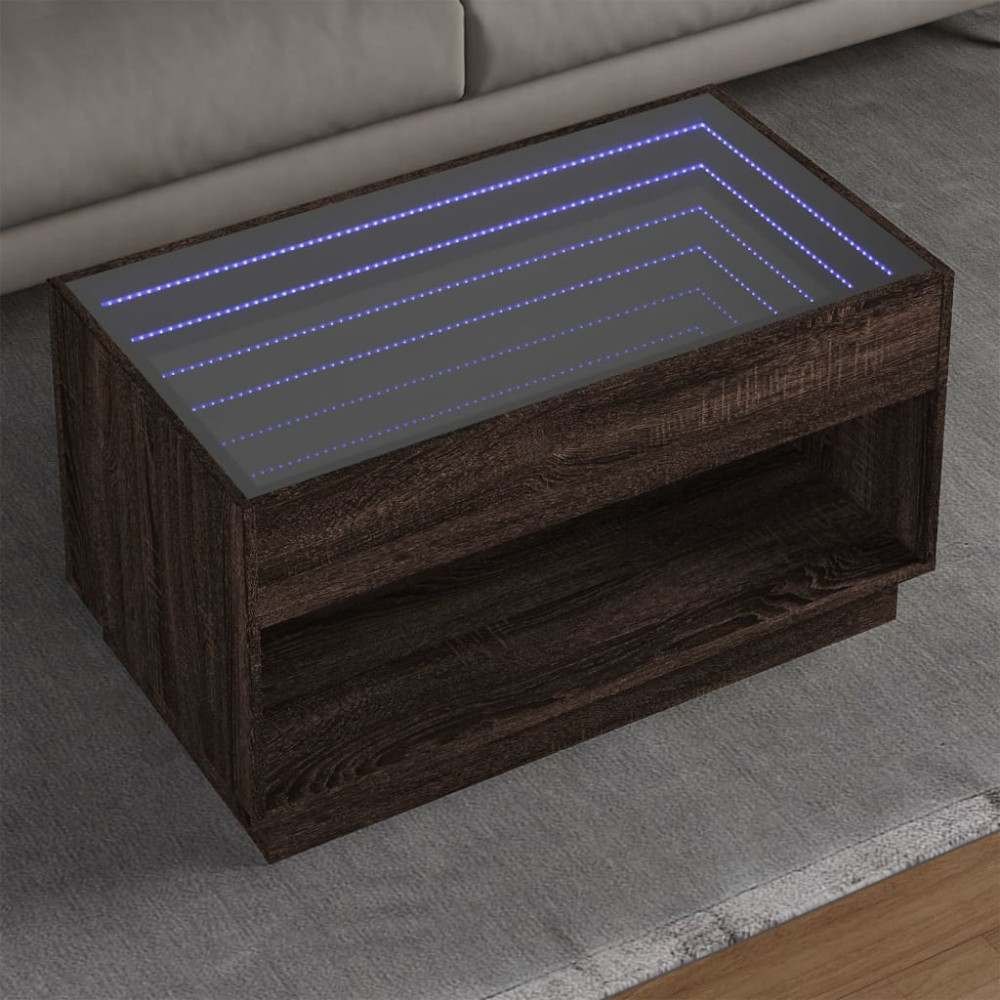 Produktbild för Soffbord med Infinity LEDs brun ek 90x50x50 cm