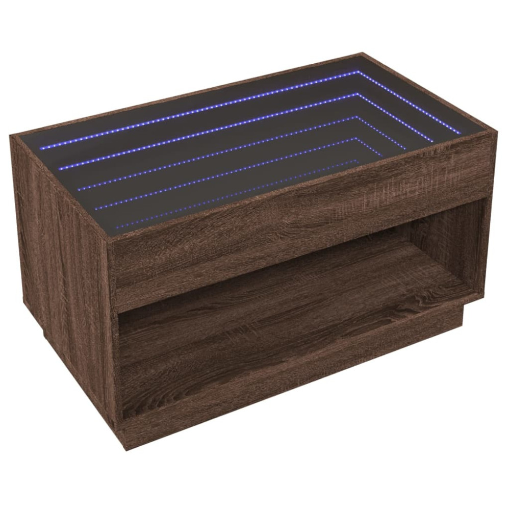 Produktbild för Soffbord med Infinity LEDs brun ek 90x50x50 cm