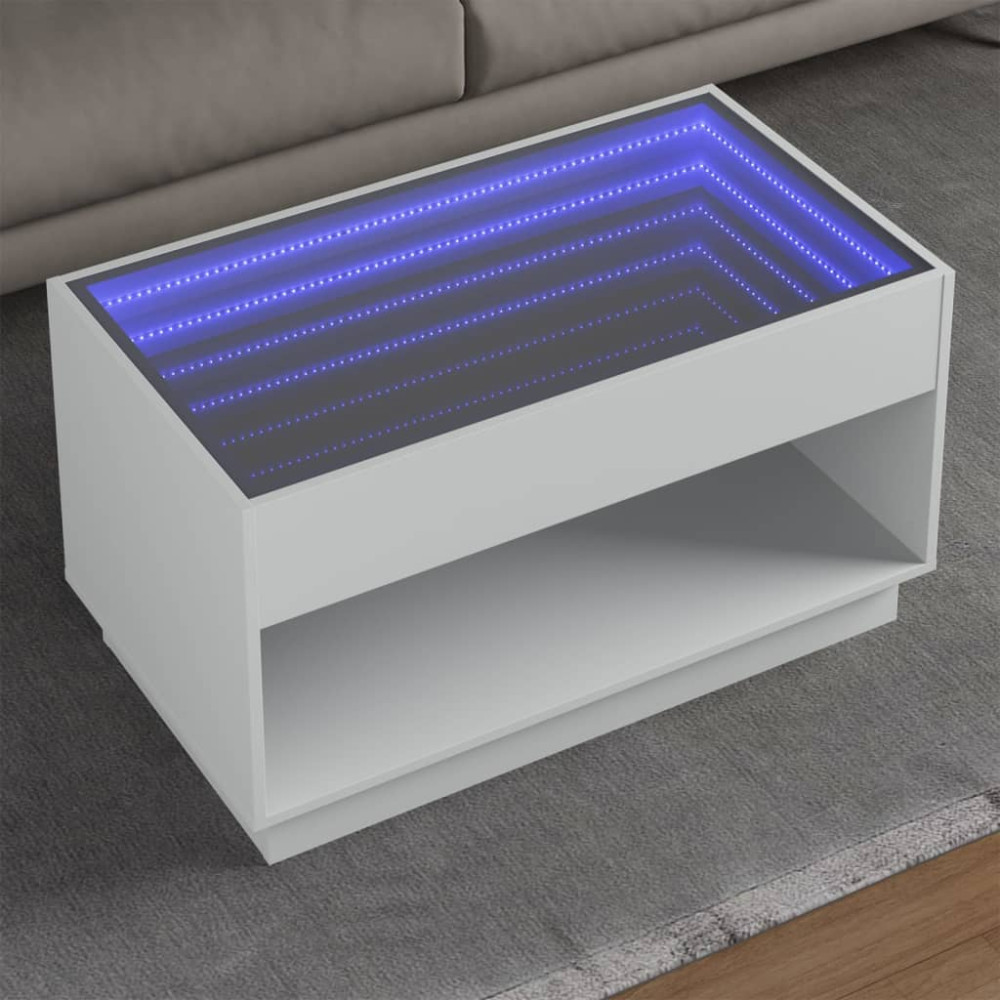 Produktbild för Soffbord med Infinity LEDs vit 90x50x50 cm