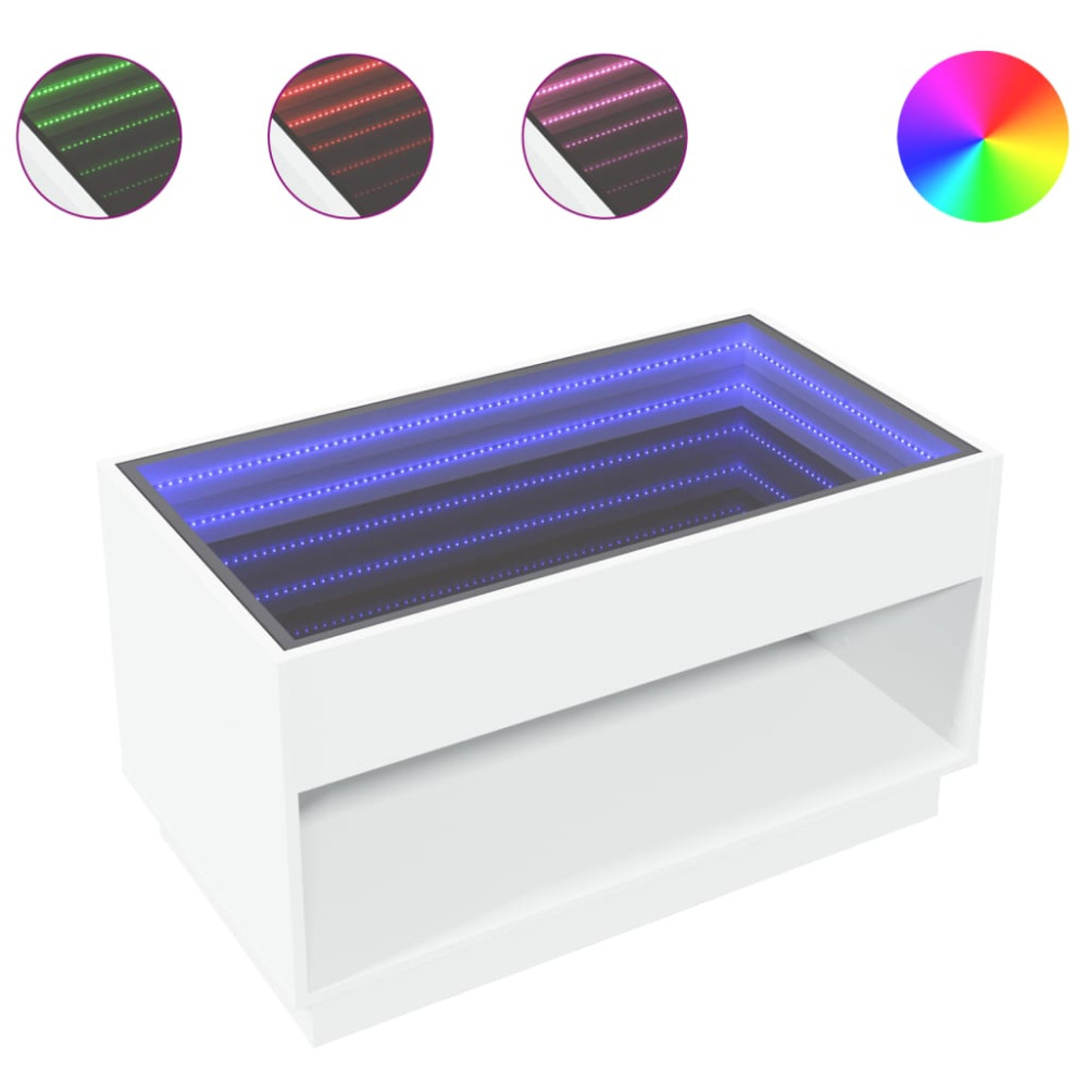 Produktbild för Soffbord med Infinity LEDs vit 90x50x50 cm