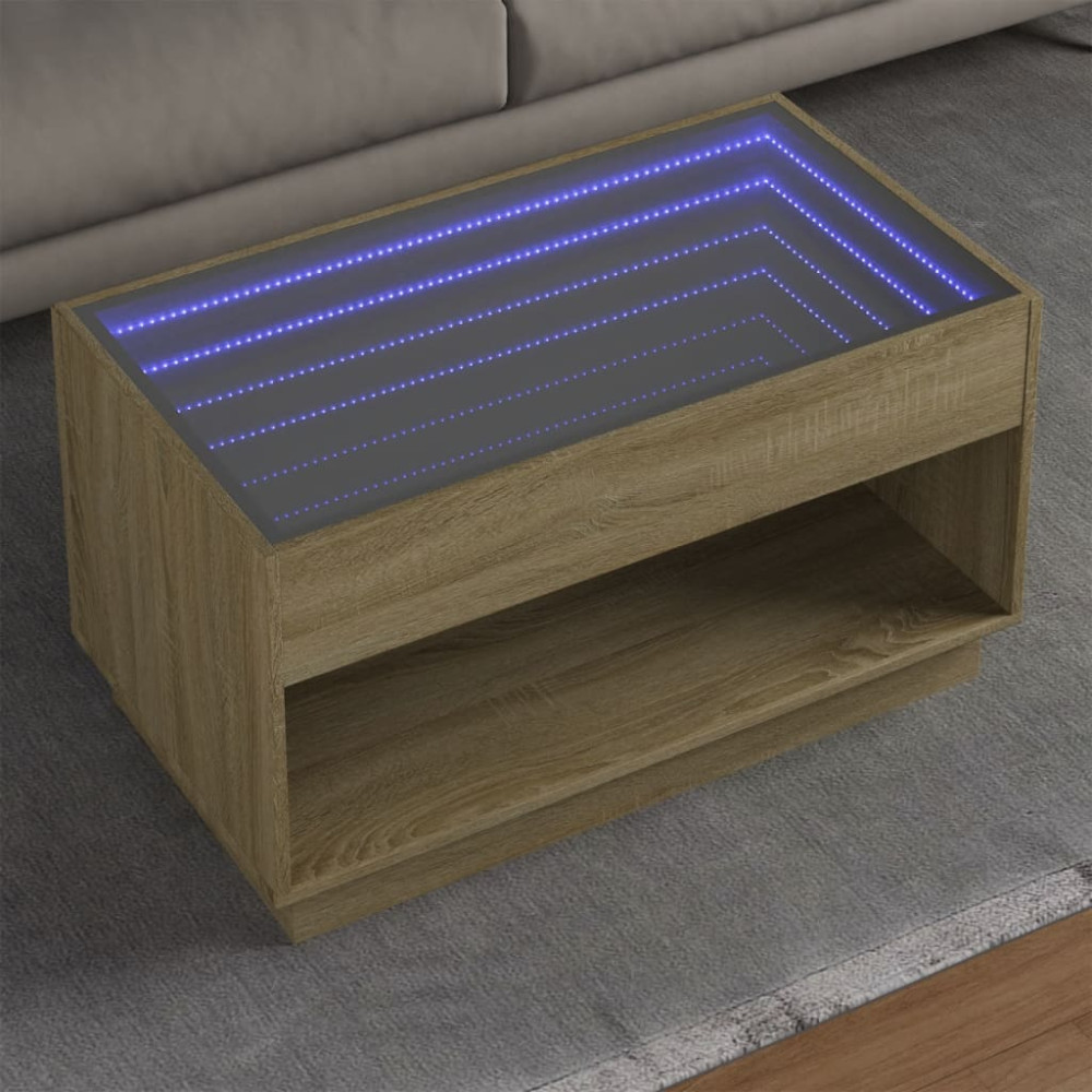 Produktbild för Soffbord med Infinity LEDs sonoma-ek 90x50x50 cm
