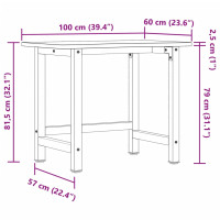 Produktbild för Arbetsbänk 100x(55-60)x81,5 cm massivt bokträ