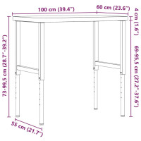 Produktbild för Arbetsbänk 100x60x(73-99,5) cm massivt bokträ rektangulär