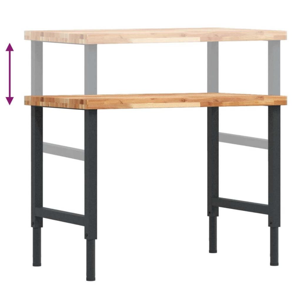 Produktbild för Arbetsbänk 100x60x(73-99,5) cm massiv akacia rektangulär
