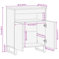 Produktbild för Skänk 60x34x75 cm massivt akaciaträ