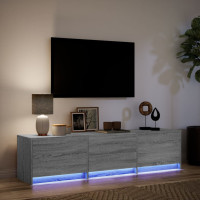 Produktbild för Tv-bänk med LEDs grå sonoma 165x34x40 cm konstruerat trä