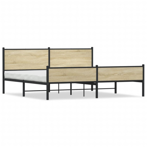 vidaXL Sängram utan madrass metall sonoma-ek 200x200 cm
