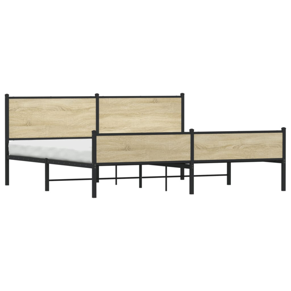 Produktbild för Sängram utan madrass metall sonoma-ek 200x200 cm