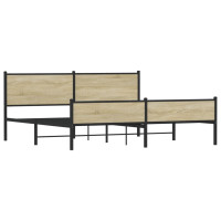 Produktbild för Sängram utan madrass metall sonoma-ek 200x200 cm