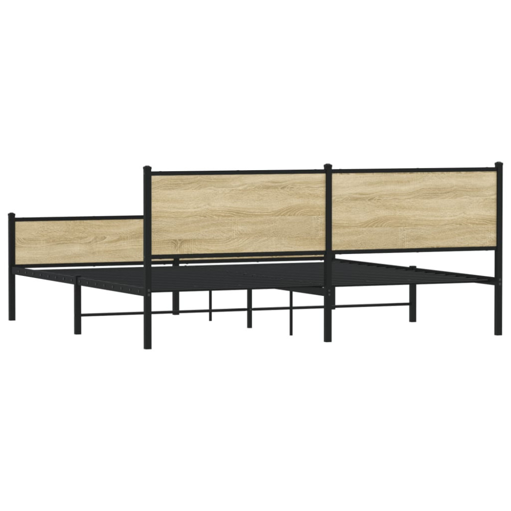 Produktbild för Sängram utan madrass metall sonoma-ek 200x200 cm