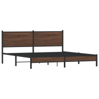 Produktbild för Sängram utan madrass metall brun ek 183x213 cm