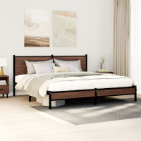 Produktbild för Sängram utan madrass metall brun ek 183x213 cm