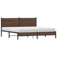 Produktbild för Sängram utan madrass metall brun ek 183x213 cm