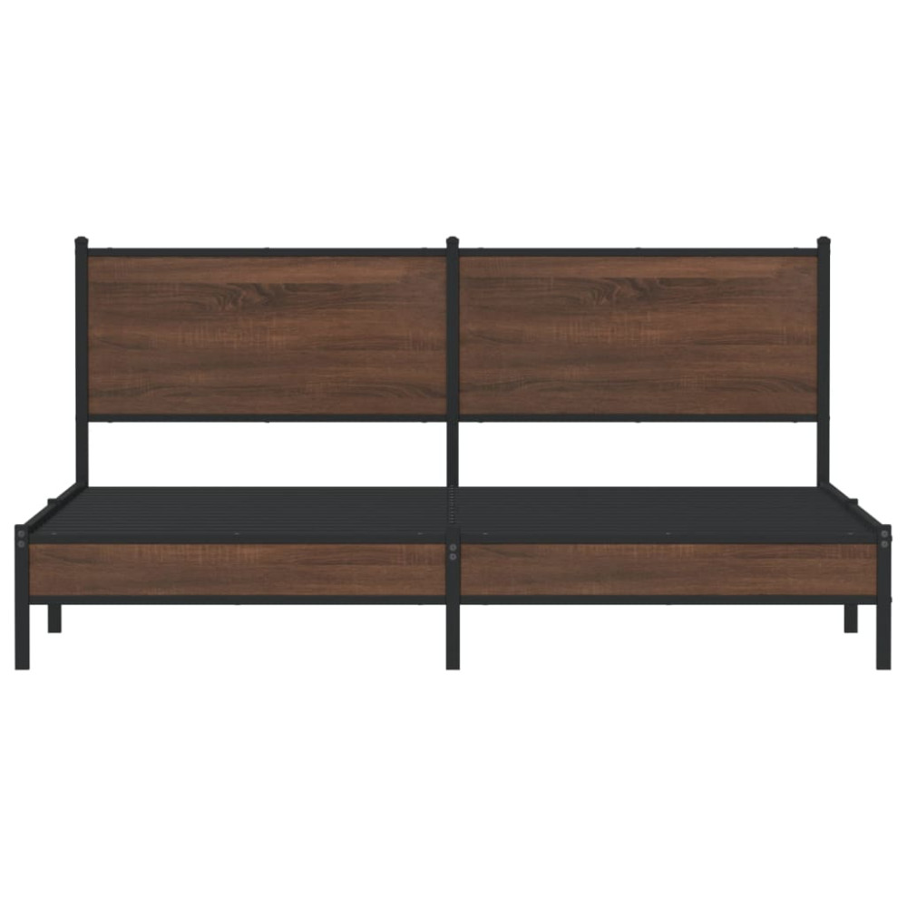 Produktbild för Sängram utan madrass metall brun ek 183x213 cm