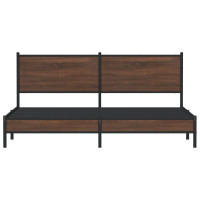 Produktbild för Sängram utan madrass metall brun ek 183x213 cm