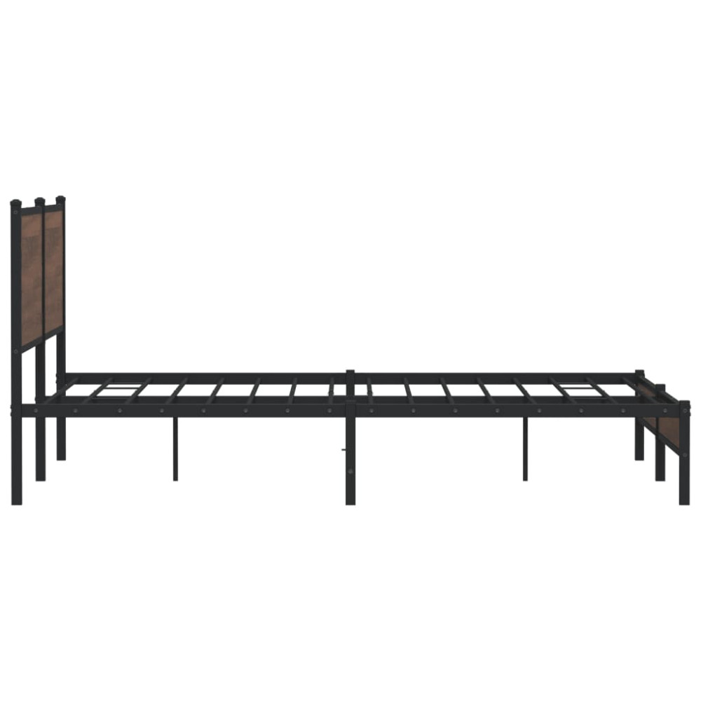 Produktbild för Sängram utan madrass metall brun ek 183x213 cm