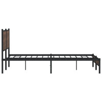 Produktbild för Sängram utan madrass metall brun ek 183x213 cm