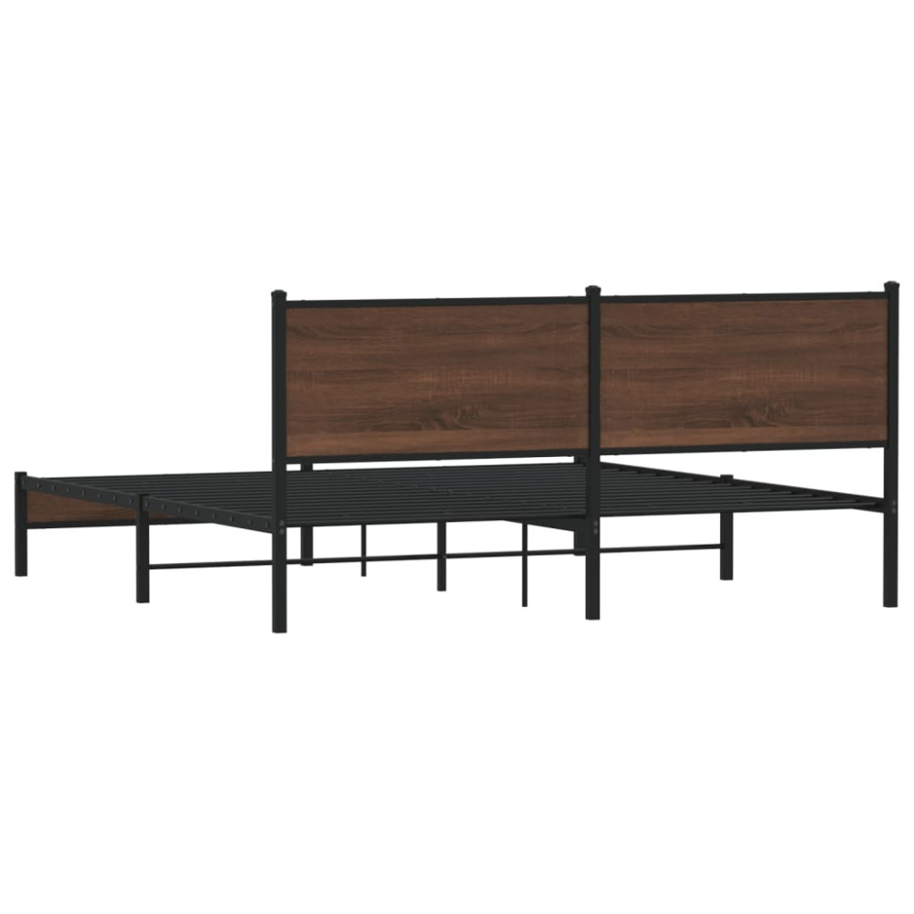 Produktbild för Sängram utan madrass metall brun ek 183x213 cm