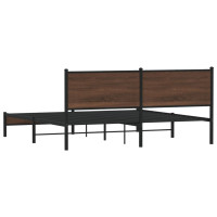 Produktbild för Sängram utan madrass metall brun ek 183x213 cm