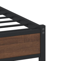 Produktbild för Sängram utan madrass metall brun ek 183x213 cm