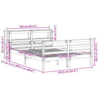 Produktbild för Sängram med huvudgavel vit 150x200 cm massiv furu