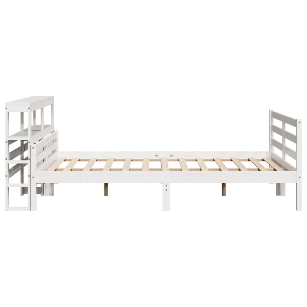 Produktbild för Sängram med huvudgavel vit 150x200 cm massiv furu