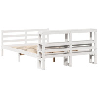 Produktbild för Sängram med huvudgavel vit 150x200 cm massiv furu