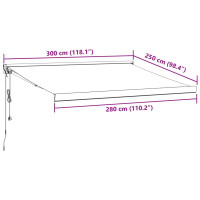 Produktbild för Markis automatiskt infällbar vinröd 300x250 cm