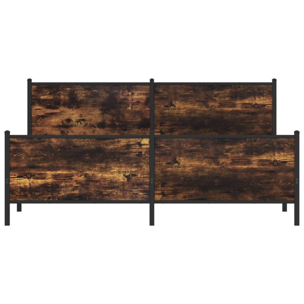 Produktbild för Sängram utan madrass metall rökfärgad ek 193x203 cm