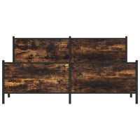 Produktbild för Sängram utan madrass metall rökfärgad ek 193x203 cm