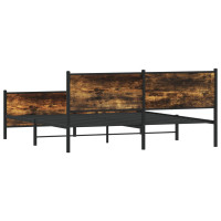 Produktbild för Sängram utan madrass metall rökfärgad ek 193x203 cm