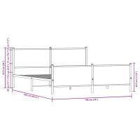 Produktbild för Sängram utan madrass metall rökfärgad ek 193x203 cm