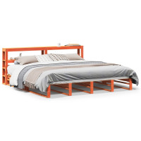 Produktbild för Sängram utan madrass vaxbrun 180x200 cm massiv furu