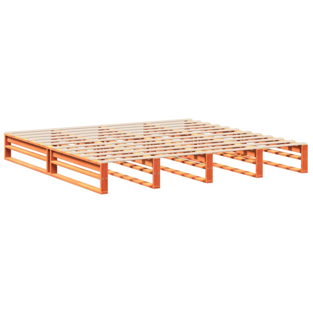 Produktbild för Sängram utan madrass vaxbrun 180x200 cm massiv furu