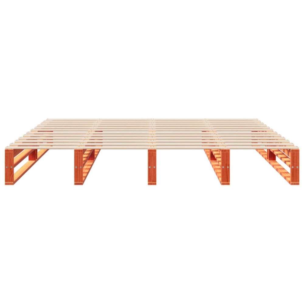 Produktbild för Sängram utan madrass vaxbrun 180x200 cm massiv furu