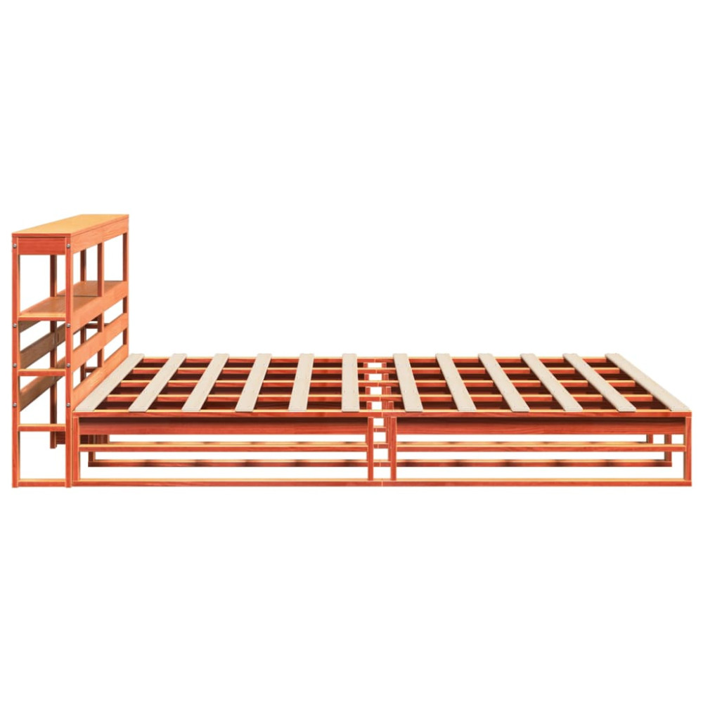 Produktbild för Sängram utan madrass vaxbrun 180x200 cm massiv furu
