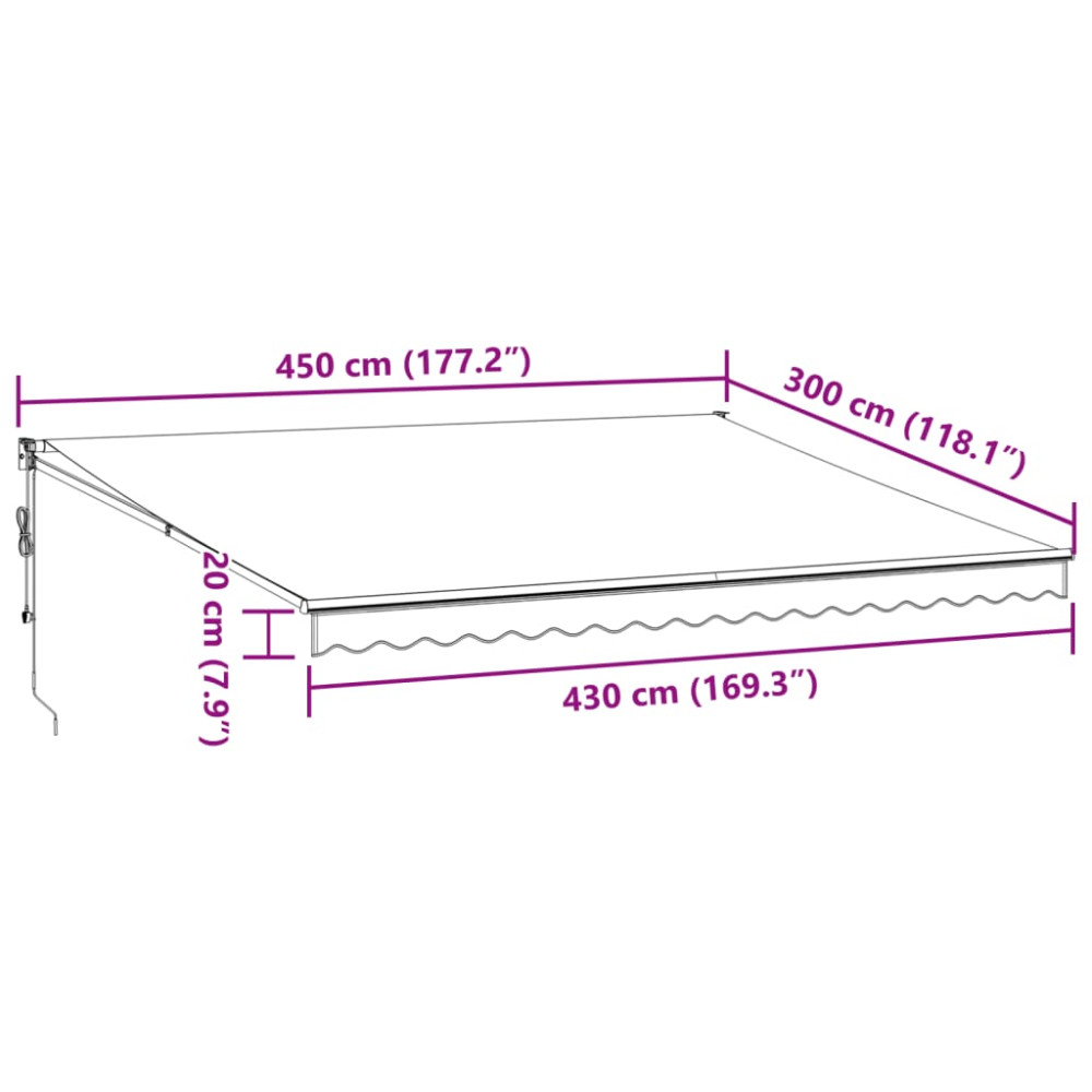 Produktbild för Markis automatiskt infällbar vinröd 450x300 cm