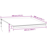 Produktbild för Markis automatiskt infällbar vinröd 450x300 cm