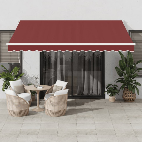 vidaXL Markis automatiskt infällbar vinröd 400x300 cm