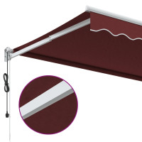 Produktbild för Markis automatiskt infällbar vinröd 400x300 cm