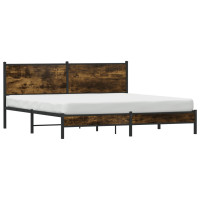 Produktbild för Sängram utan madrass metall rökfärgad ek 183x213 cm