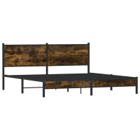 Produktbild för Sängram utan madrass metall rökfärgad ek 183x213 cm