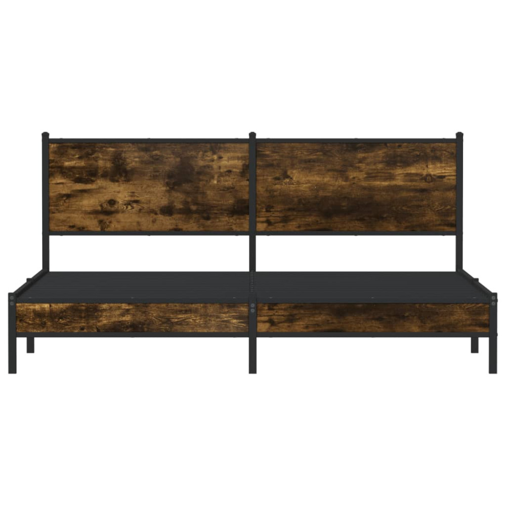 Produktbild för Sängram utan madrass metall rökfärgad ek 183x213 cm