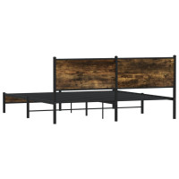 Produktbild för Sängram utan madrass metall rökfärgad ek 183x213 cm