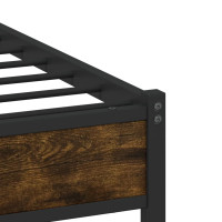 Produktbild för Sängram utan madrass metall rökfärgad ek 183x213 cm