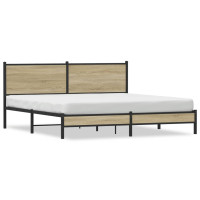 Produktbild för Sängram utan madrass metall sonoma-ek 183x213 cm