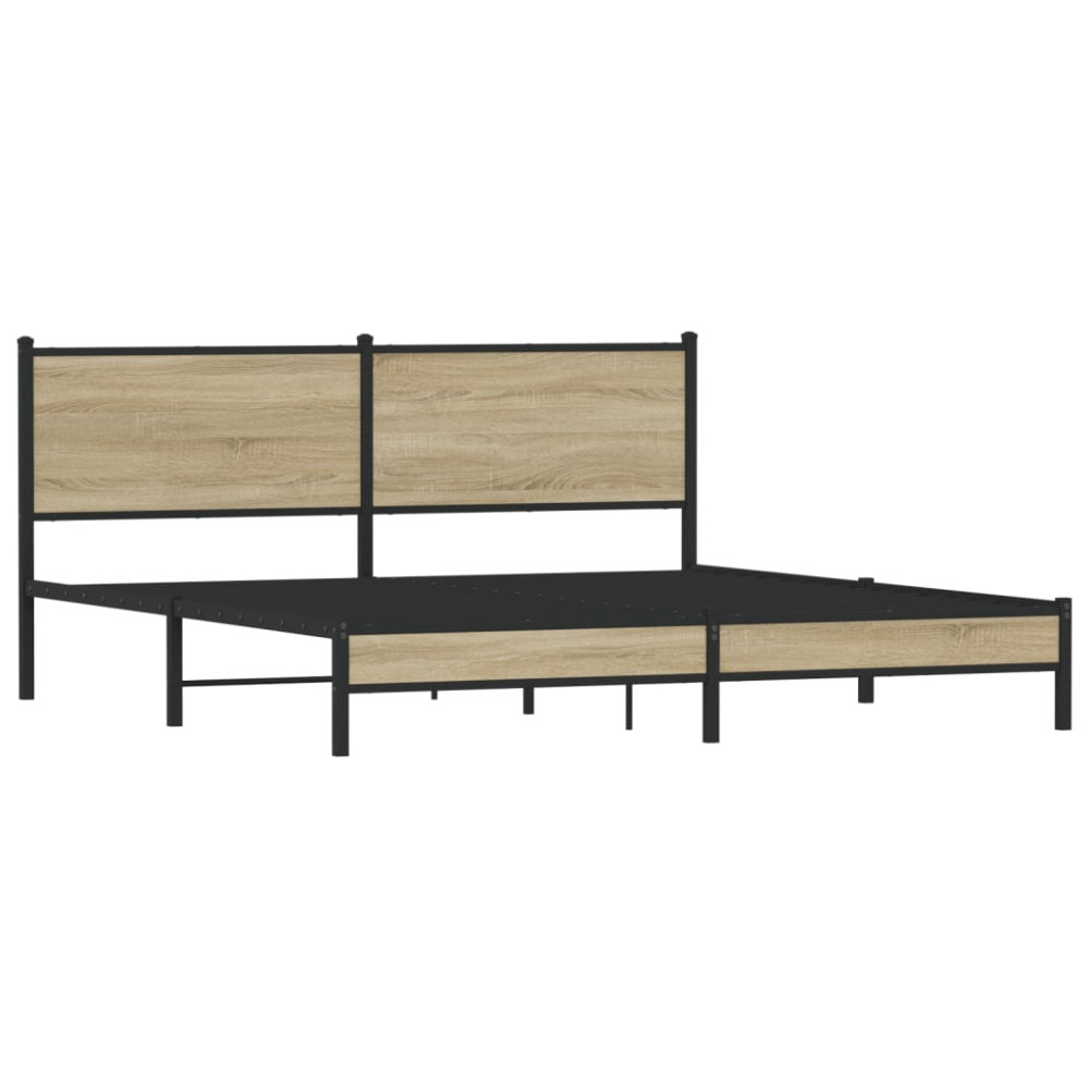 Produktbild för Sängram utan madrass metall sonoma-ek 183x213 cm