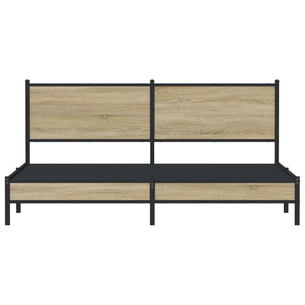 Produktbild för Sängram utan madrass metall sonoma-ek 183x213 cm