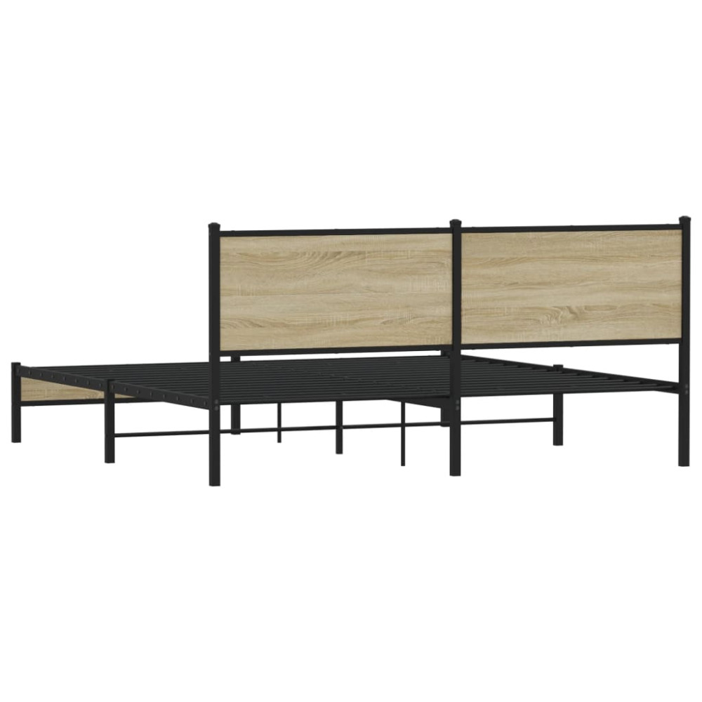 Produktbild för Sängram utan madrass metall sonoma-ek 183x213 cm